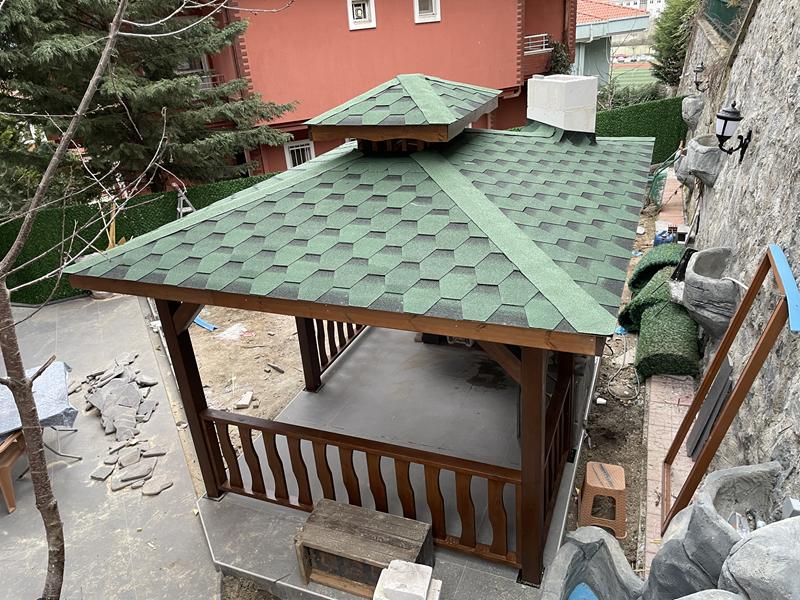 Barbekülü Ahşap Kamelya | Şömineli ve Bacalı Lüks Bahçe Çardağı